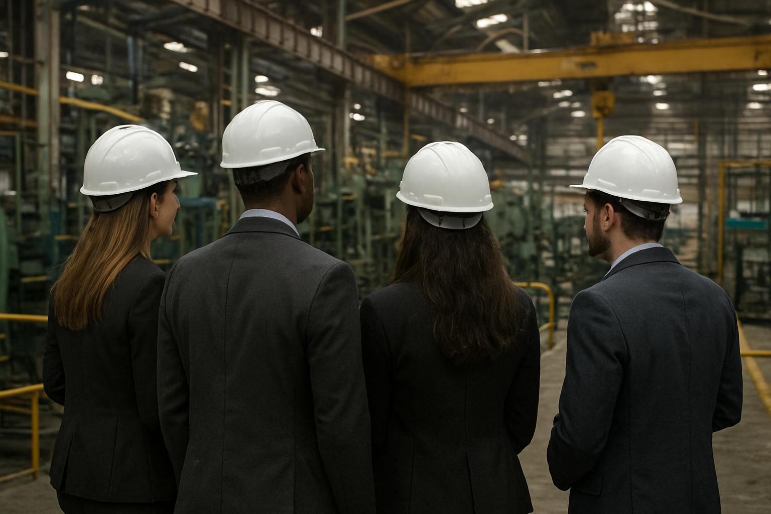 Students working in industrial environment